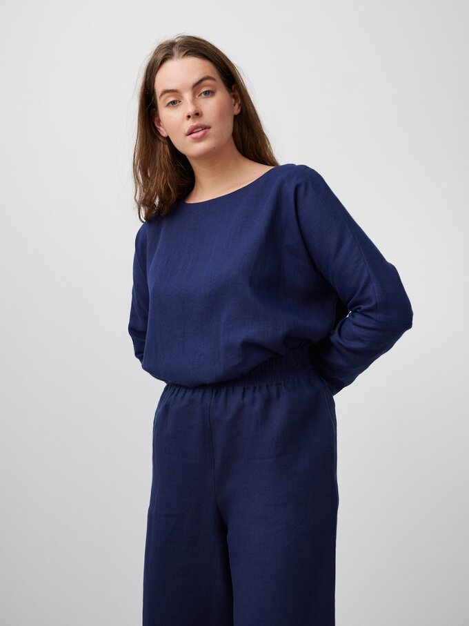 Image 1 of RILEY High Waisted Linen Pants in Navy Blue from Love and Confuse