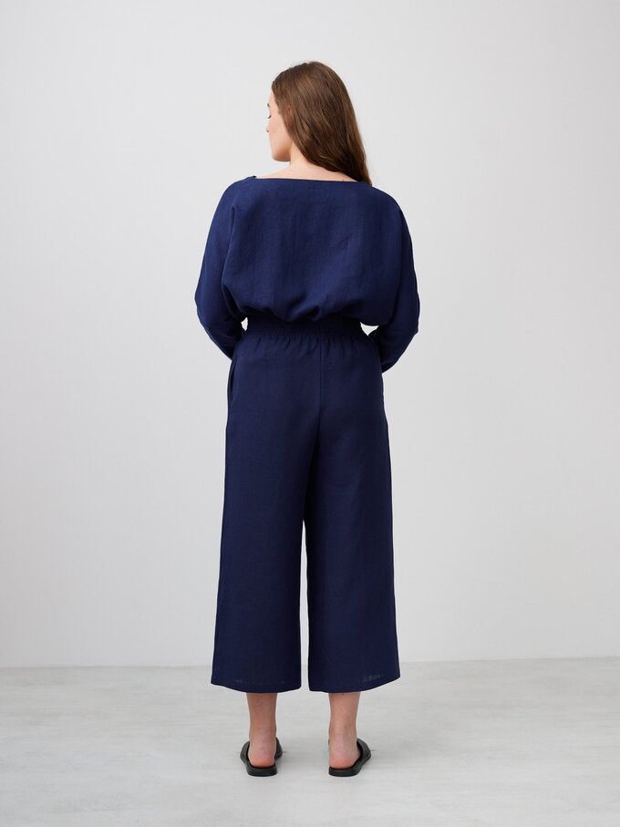 Image 5 of RILEY High Waisted Linen Pants in Navy Blue from Love and Confuse