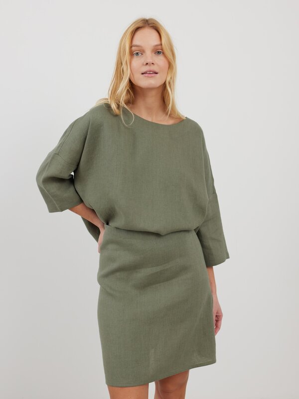 Image 1 of ROSIE Linen A-line Mini Skirt in Sage Green from Love and Confuse