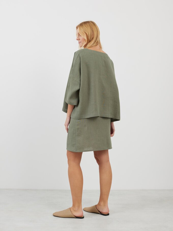 Image 5 of ROSIE Linen A-line Mini Skirt in Sage Green from Love and Confuse