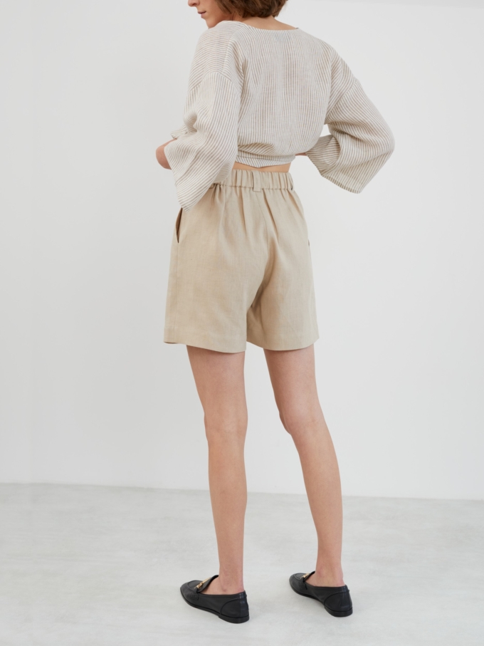 Image 5 of SAIGE Tailored Linen Shorts in Beige from Love and Confuse