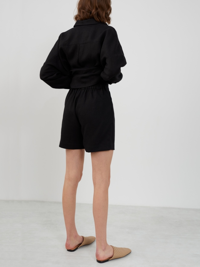 Image 5 of SAIGE Tailored Linen Shorts in Black from Love and Confuse