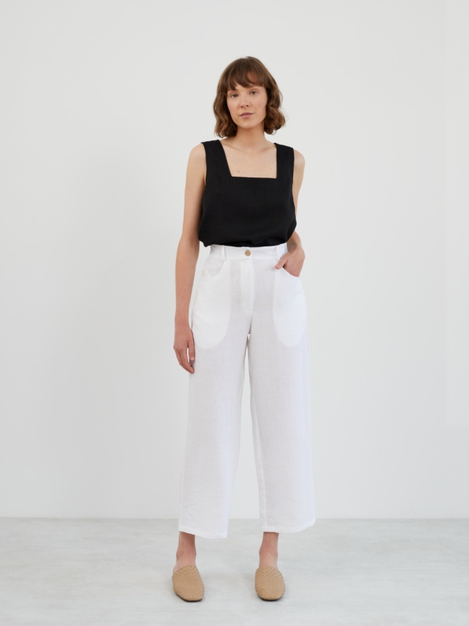 Image 3 of SARAH Tapered Linen Pants in White from Love and Confuse