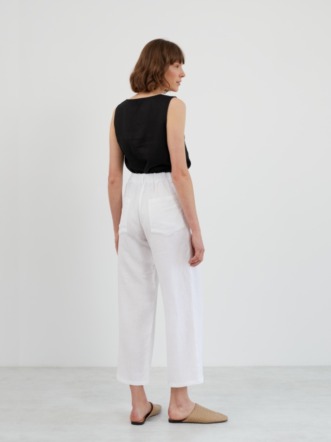 Image 5 of SARAH Tapered Linen Pants in White from Love and Confuse