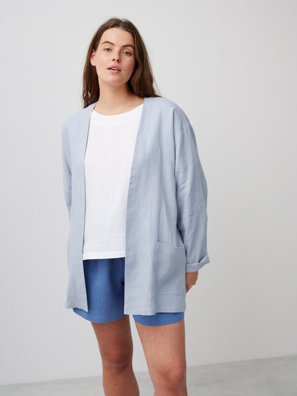 Image 1 of SELBY Open Linen Jacket in Bluestone from Love and Confuse