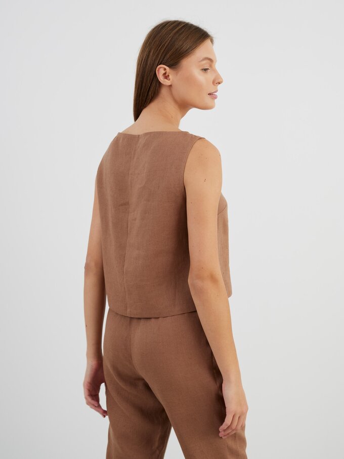 Image 5 of SONATE Linen Tank Top in Brown from Love and Confuse