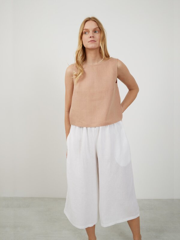 Image 1 of SONATE Linen Tank Top in Camel from Love and Confuse