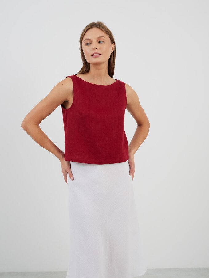 Image 1 of SONATE Linen Tank Top in Cherry Red from Love and Confuse