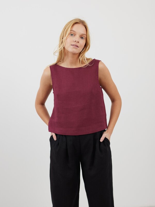 Image 1 of SONATE Linen Tank Top in Eggplant from Love and Confuse