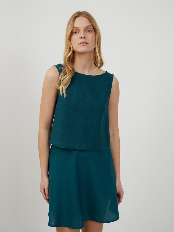 Image 1 of SONATE Linen Tank Top in Emerald Blue from Love and Confuse