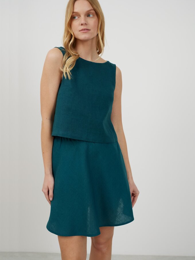 Image 3 of SONATE Linen Tank Top in Emerald Blue from Love and Confuse