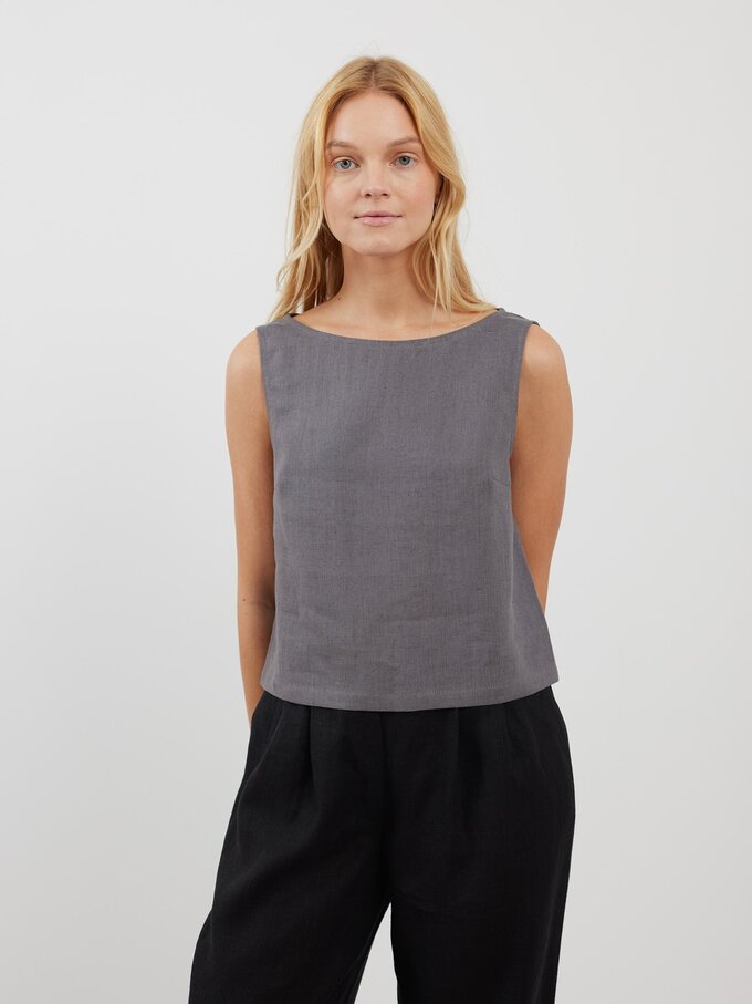 Image 4 of SONATE Linen Tank Top in Light Grey from Love and Confuse