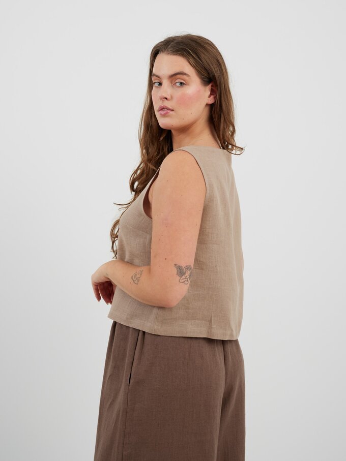 Image 4 of SONATE Linen Tank Top in Sand Brown from Love and Confuse