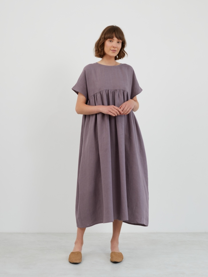 Image 1 of TULLIA Linen Midi Dress in Lavender Violet from Love and Confuse