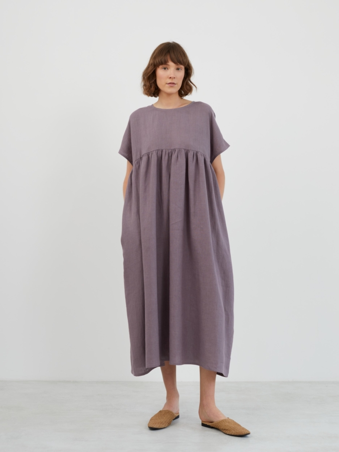 Image 3 of TULLIA Linen Midi Dress in Lavender Violet from Love and Confuse