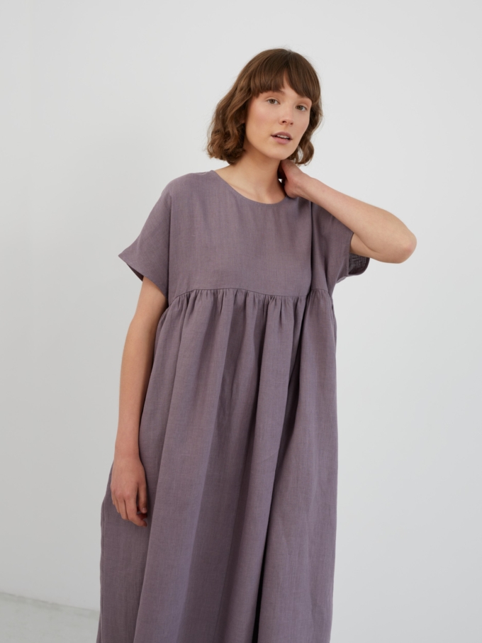 Image 4 of TULLIA Linen Midi Dress in Lavender Violet from Love and Confuse