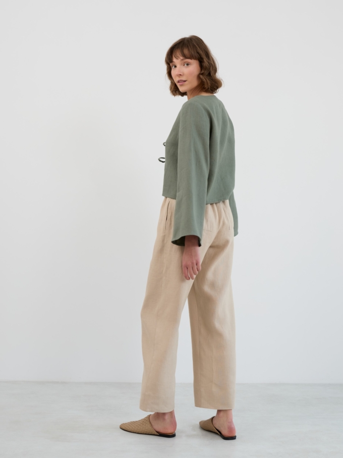 Image 5 of ULA Flat Front Linen Pants in Beige from Love and Confuse